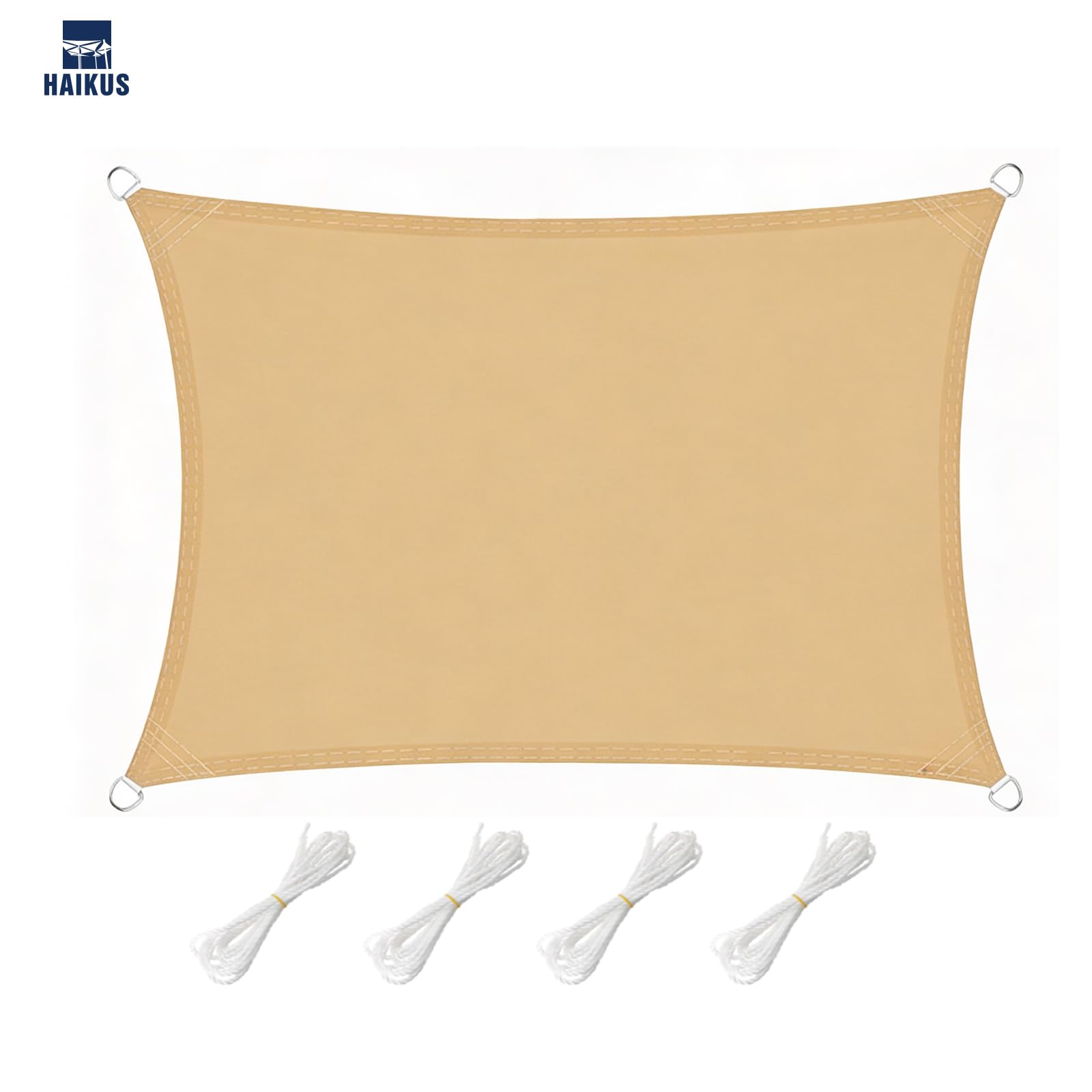 HAIKUS Tenda a Vela Impermeabile Rettangolare 2x3 m, Protezione Raggi UV 98%, Vela Ombreggiante Quadrata 3x2 m, Telo Tenda da Sole per Esterno, Giardino Terrazzo, Color sabbia