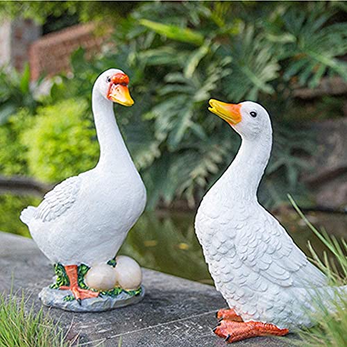 Canard blanc sculpture jardin résine statue extérieure aménagement paysage - 4