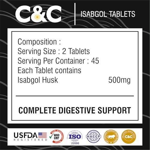 Image of Isabgol Psyllium Husk Tablets - Digestive Support Supplement for Gut Health & Bowel Regularity, Gentle Fiber Tablets for Daily Use (Pack of 2)