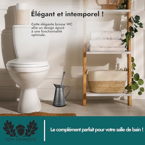VON STEINEICH® Brosse WC - Verseuse en métal (noir) - Brosse WC vintage - Inoxydable - Décoration rétro et vintage pour salle de bain et WC – vue 6