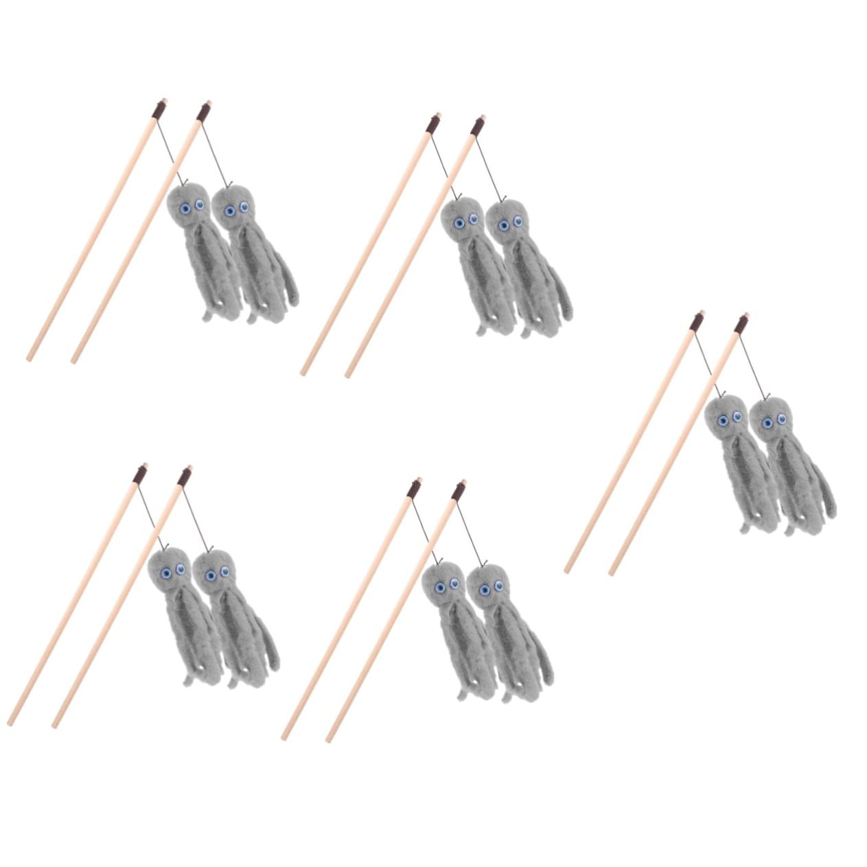 Happyyami 10pezzi Giocattolo Interattivo per Gatti Canne da Pesca per Gioco Cani per Gatti Indoor Materiali Resistenti e Leggeri Ottimo per Intrattenere Felini
