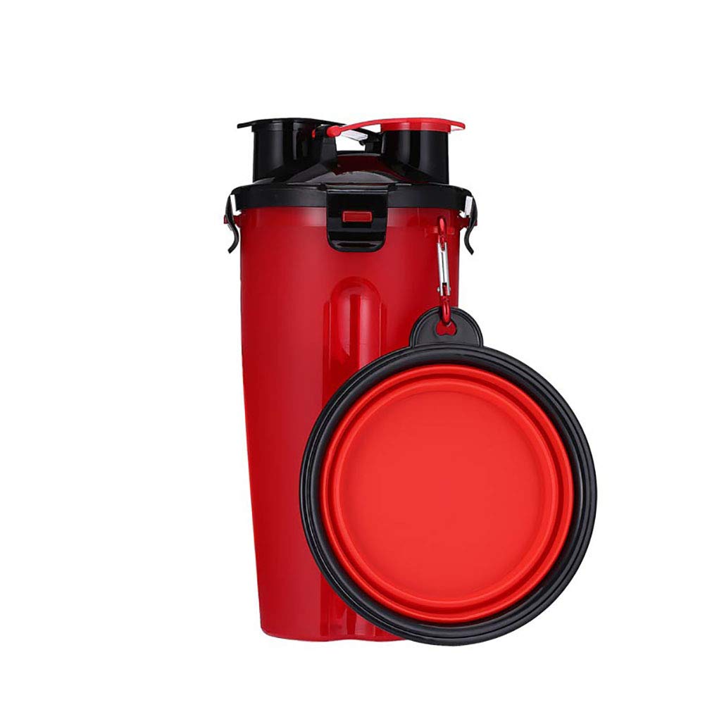 Pet Water Bottle, Portable Travel Dog Food Container and Dog Water Bottle 2 in 1 Leak Proof Cup with 2 Collapsible Dog Bowls for Outdoor Walking Travelling Hiking Camping — image 1