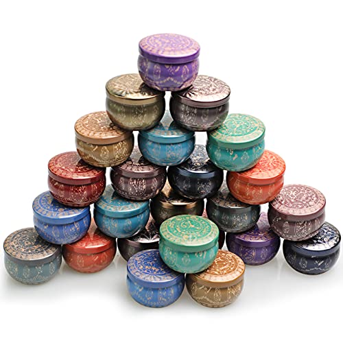 Nachy Candle Tins 2.5 Oz Zodiac Constellations Metal Candle Jars with Lids Round Travel Tin Cans Empty Storage Containers for Candle Making Storage Arts & Crafts Christmas Gifts, 24 Pack
