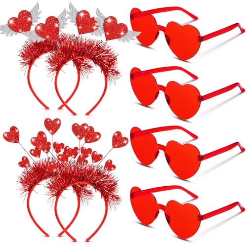 Riceshoot 8 Pack 8/12/24/48 Pack Heart Headband and Sunglasses Bulk Accessories Wedding Bachelor Party Favor (Red) by Riceshoot - Used condition - US$5.45