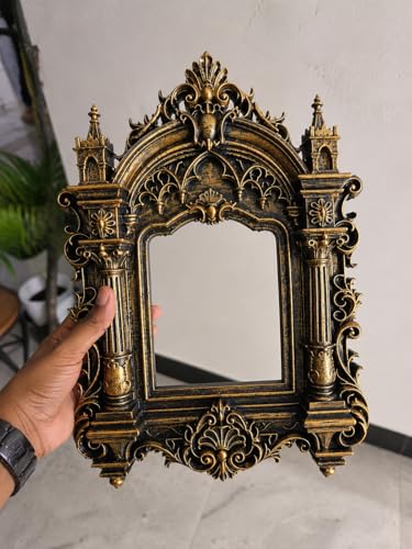 Image of Antique Castle Photo frame, Vintage wall decor, Baroque Ornate Picture Frame size 10 x 9 Inch, for 4 x 6 Photo, Wall Hanging & Tabletop Display, Gothic Decorative Wall Decor for Home, Living Room, Bedroom, Office & Gifts (Without Glass)
