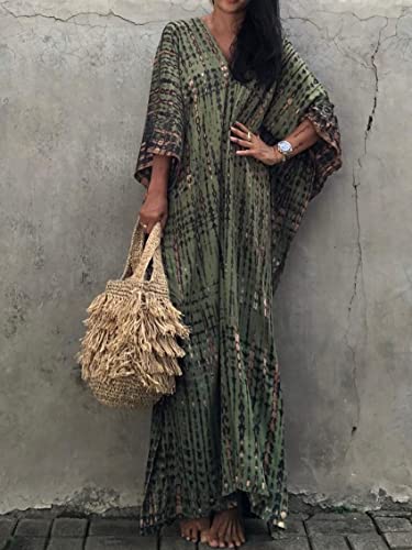 Image of Kaftan Dresses for Women Plus Size Summer Beach Dress with Print and Swim Cover Ups