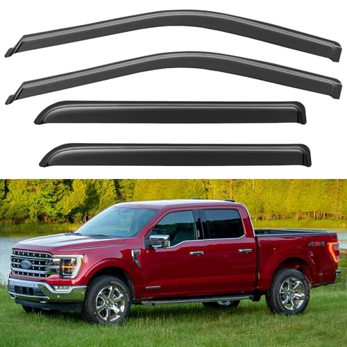 Window Rain Guards Visors for 2015-2026 Ford F150 SuperCrew Cab Window Vent Wind Shades Deflectors for 17-26 F-150 Raptor F250 F350 F450 F550 Super Duty Crew