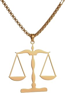 Stainless Steel Scales of Justice Keychain, Gold and Silver Legal Balance Design