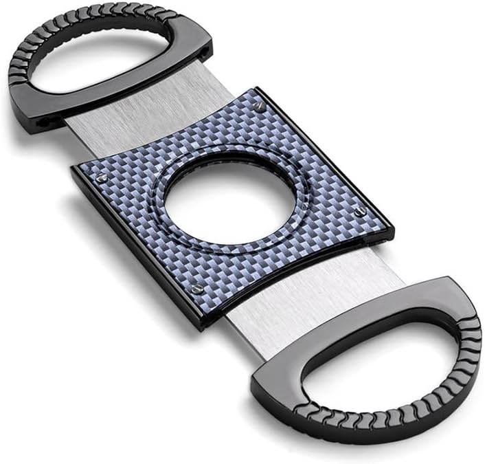 Cigar Cutter Double Blades Gold Tone Stainless Steel Guillotine Pocket Smoking Tool Manual Case