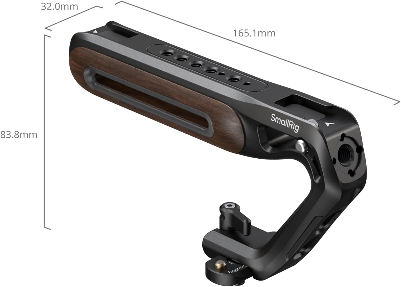 SmallRig Wooden Top Handle with NATO Clamp & NATO Rail, Wooden Top Handle for Camera Cage, Load Capacity up to 15kg / 33.1lb, 3/8"-16 Locating Holes for ARRI & 1/4''-20 Threaded Holes - 5251 - Image 9