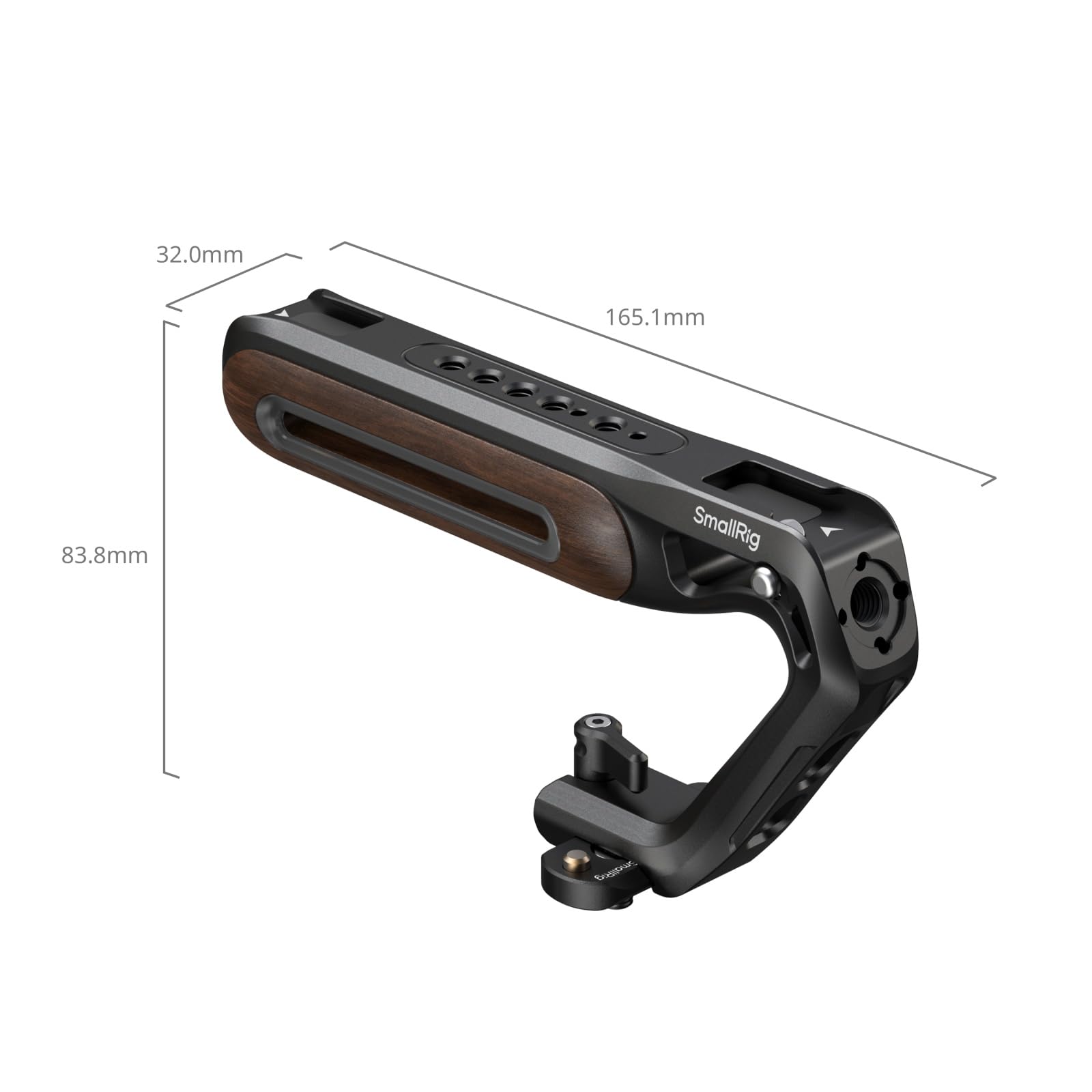 SMALLRIG Maniglia superiore in legno con morsetto NATO e guida NATO, supporto per telecamera con maniglia superiore in legno, capacità di carico fino a 15 kg, fori di posizionamento da 3/8"-16 - 5251