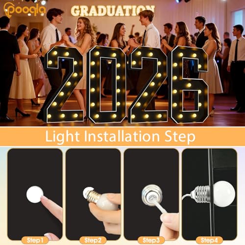 Image of Pooqla 4FT Marquee Light Up Numbers 0 for Birthday Party Decorations | Black LED Marquee Numbers Party Backdrop, 4 Feet Large Mosaic Numbers 10th 30th 50th Anniversary Birthday Gift for Boys Men