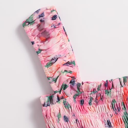 Women's Summer Floral Print Halter A-line Dress Bohemian Cake Dress Pink Dresses2