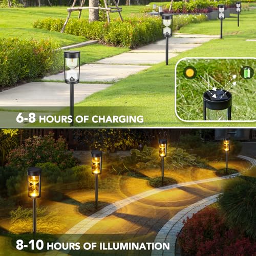 Image of MAGGIFT 6 Pack Solar Pathway Lights - New Upgraded Hourglass Shape Solar Garden Lights - IP65 Waterproof Powered Landscape Path Lights for Yard, Lawn, Patio