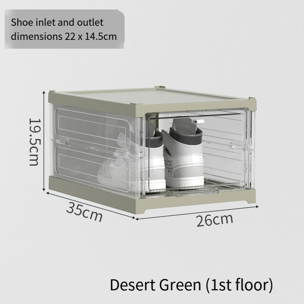 Caja de almacenamiento plegable transparente para zapatos, apilable, fácil instalación, pantalla visible para zapatos, solución de almacenamiento que ahorra espacio