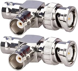 TUOLNK BNC Male to Dual BNC Female Plug T-Shape Triple Tee Connector 3 Way Coax Splitter Adapter for Security Systems/Coaxial Cable/Wireless Devices Pack of 2