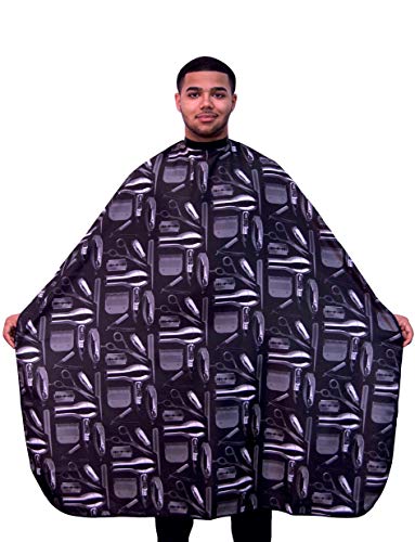 King Midas Barber Cape Hair Cutting Cape Professional Salon Cape With Metal Snap Closure (Gray)