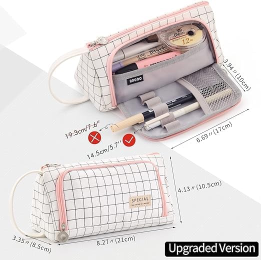 Image of Large Capacity Pencil Case Pouch, Cute Aesthetic Big Capacity Zipper Cases Pen Portable Office Stationery Makeup Bag, Desk Organizer for College Adults Women Men