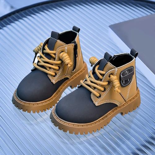 Boys Ankle Boots Lace Up Side Zipper Combat Boots Fuax Leather Short Military Boots Lug Sole (Little Kid/Big Kids)2