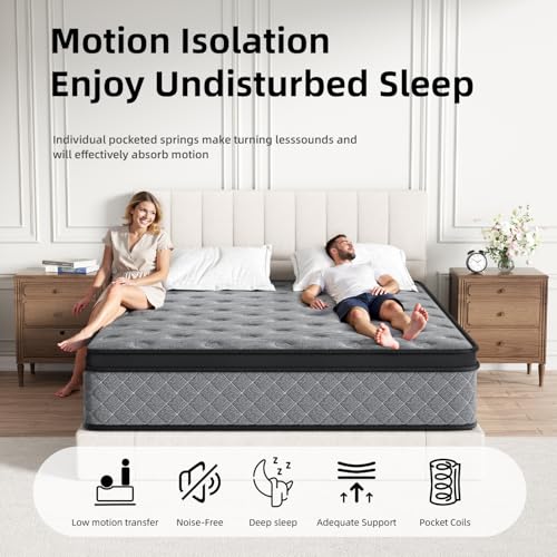 Image of 10 Inch Twin XL Medium Firm Hybrid Mattress, Cooling Gel Memory Foam & Pocket Coils, Motion Isolation, Reinforced Edge Support, Fiberglass-Free, CertiPUR-US Certified, Bed in a Box