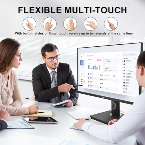 Image of FYHXele 27 Inch Touchscreen Monitor, IPS FHD 1080P Touch PC Display, 75Hz, LED Backlit Multi-Touch Monitor, VESA, HDMI & VGA & USB Computer Touch Screen for Gaming, Business, Warehouse, Bar, Gym
