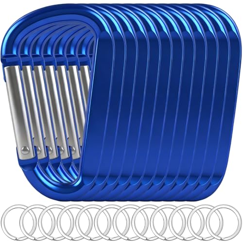 Image of 12PCS Carabiner Keychain Clip - 3 inch Aluminum Caribeener Key Clip,D Ring Shape Nonlocking Carabeaner Hook Buckle,Multi-Function Spring Snap Key Clips Tool for Home,Camping,Hiking,Traveling,Backpack