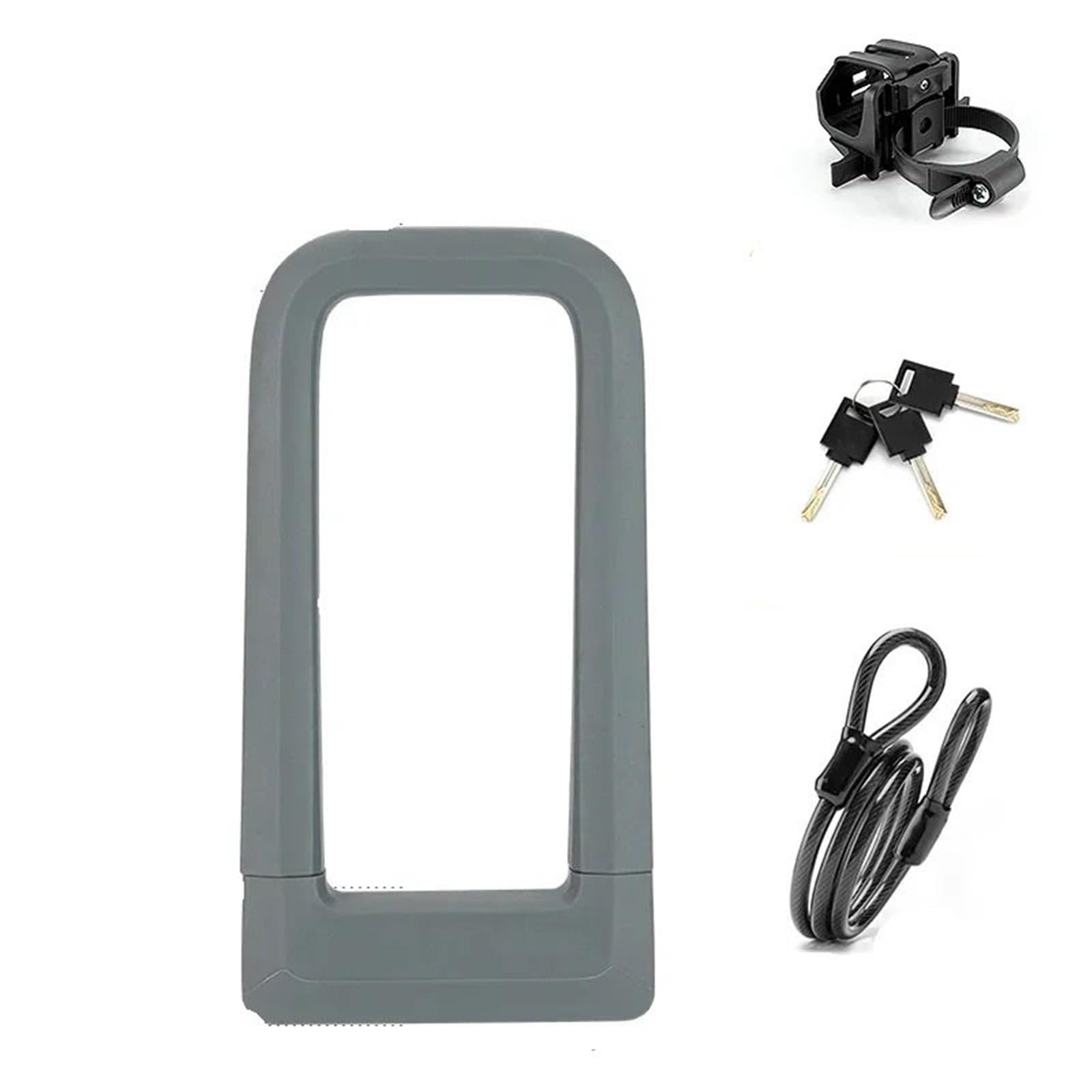 Motorcycle Handlebar Lock Silicone U-Shaped Lock Resistant to Hydraulic Shear Motorcycle Anti-Theft Motorbike Lock Security(Grey with Cable)