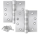 Stainless Steel Door Hinges 304,4 'x 4' inch Heavy Duty Ball Bearing, for Salty Residential Environment Exterior and Interior Doors Swing NRP with Square Corner-2 Pack (2, Silver)
