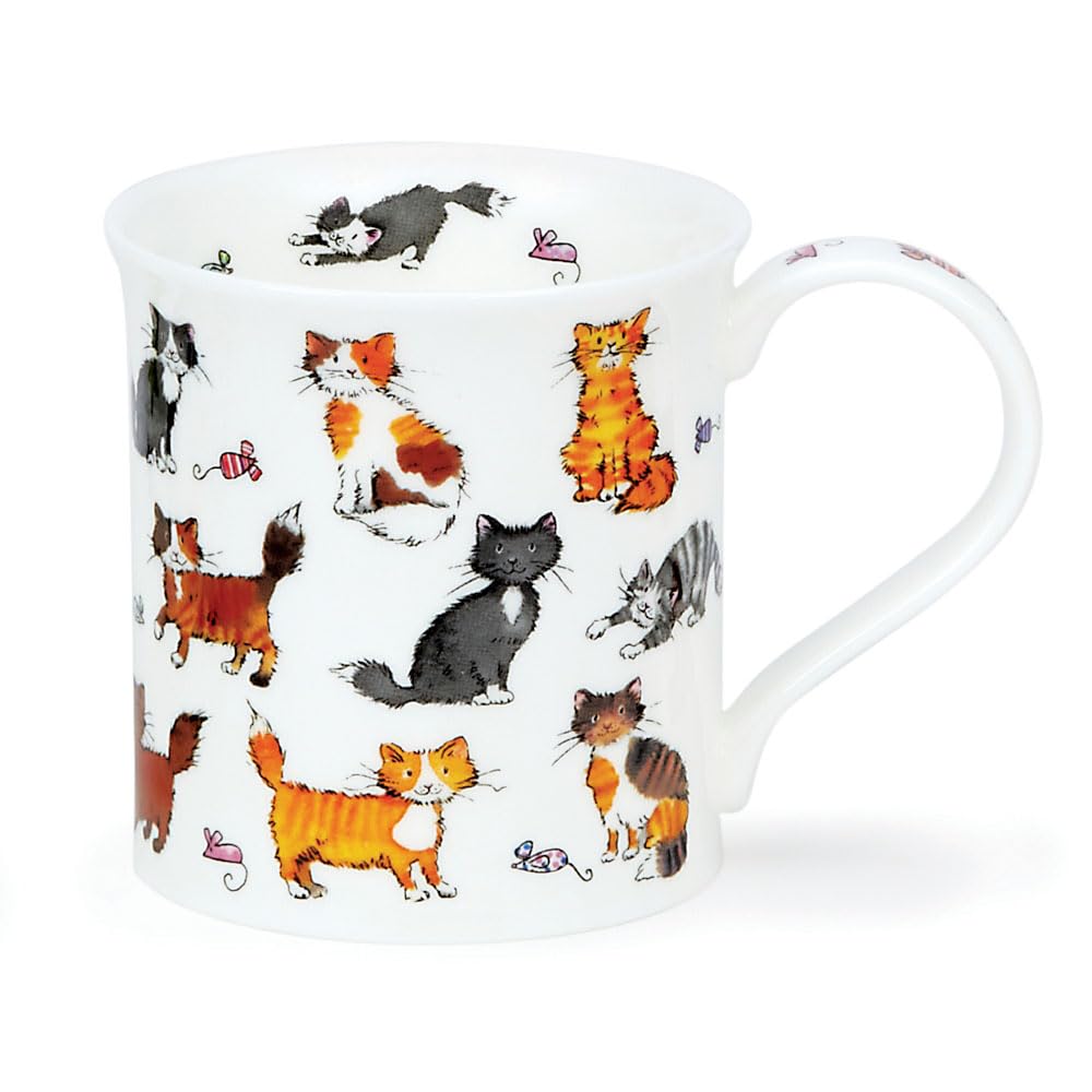 DunoonBute Shaped Mug Kittens and Puppies 0.3 Litre Fine Bone China Mug (White Kittens)