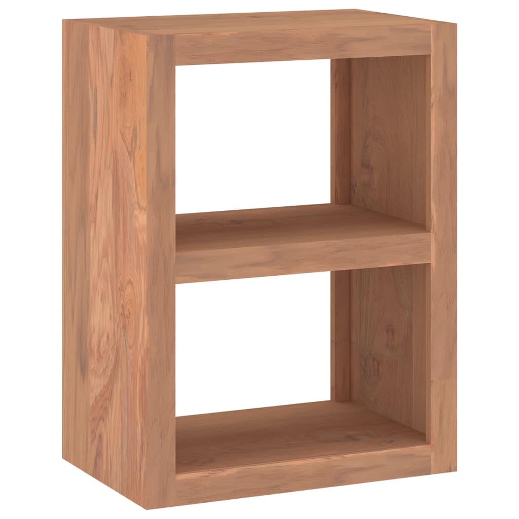 Beistelltisch 45x30x60 cm aus Massivholz Teak, Rustikaler Couchtisch mit 2 Ablagefächern, Kleiner Nachttisch für Schlafzimmer und Wohnzimmer, Kompakter Telefontisch und Pflanzenständer