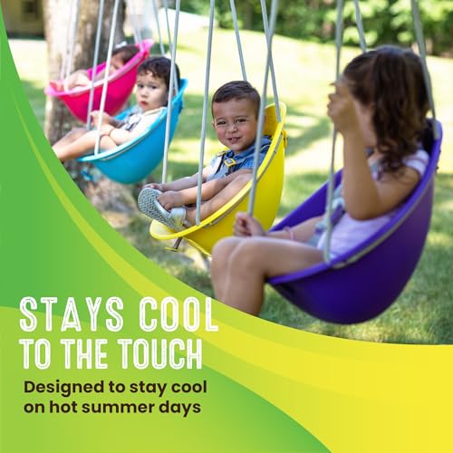 Image of Swurfer Coconut - Your Child's First Swing with Blister Free Rope and 3-Point Safety Harness - Indoor and Outdoor - Swing for Babies and Toddlers - Ages 9 + Months - Up to 50 lbs, Blue