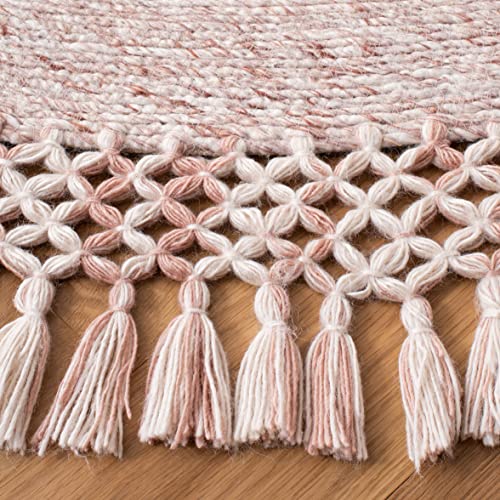 Tapete redondo 5' boho hecho a mano rosa SAFAVIEH miniatura 4