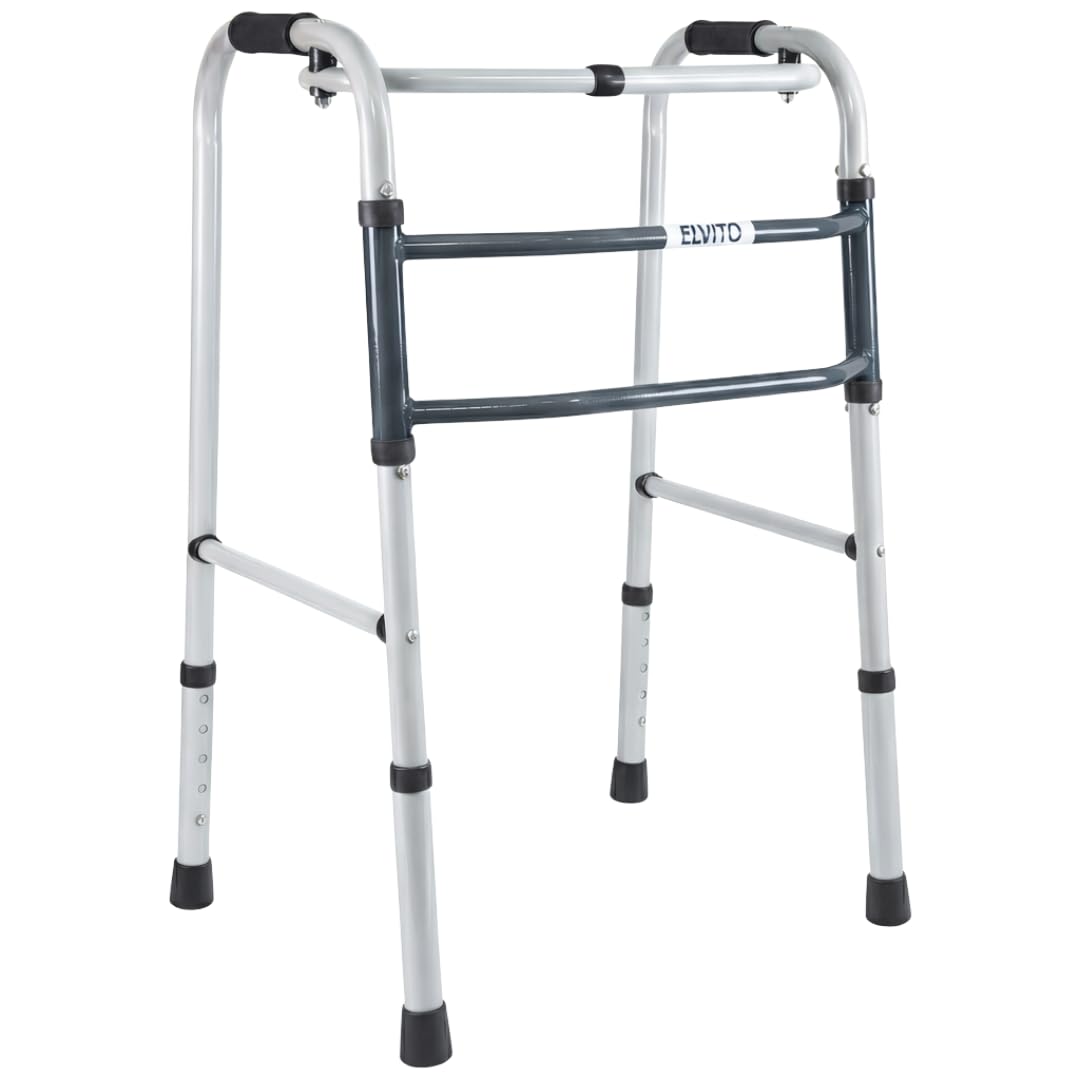 Elvito Foldable Active Walker For Old Age | Height Adjustable 8 Levels | Heavy-Duty Walking Aid for Old Age, Senior Citizens & Injured Legs | Walker For Patients At Home | Powder-Coated Heavy-Duty Iron Walking Aid | Foldable walker | Durable, Stable & Rust-Resistant | 1 Year Warranty |-image-14