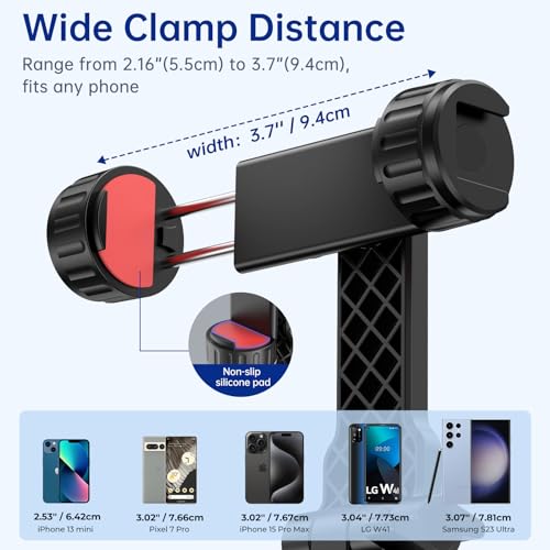 Syncwire SW1001 Tripod Phone Mount, Universal Smartphone Mount Adapter With 2 Cold Shoe And 1/4 Inch Screw, 360° Rotates And 180° Tilts Adjustable Cell Phone Clamp Holder thumb #4