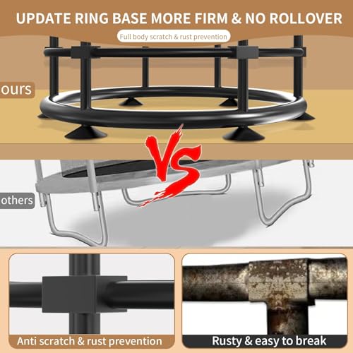 Trampoline for Kids, Full Anti-Rust 440lbs Anti-Rollover Round Bottom Toddler Trampoline, T-handrail Adjustable Baby Toddler Trampolines Dart Board - Image 6