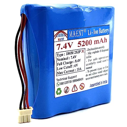 Image of MAENT 7.4V 18650 Lithium ion Rechargeable Battery 2S2P 2 Wire 5264 POS 8.4V for Electronics Toys Lighting Equipment POS Swipe Machine - 3C Rated (3 Pin POS Connector, 5200 mah)