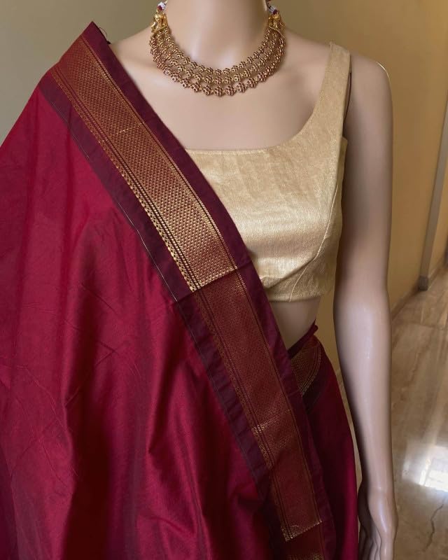 Image of South Cotton Gadwal Saree for Women | Celebrity Inspired Traditional Ethnic Wear | Chettinad & Kalyani Cotton Sarees | Soft Cotton Saree with Blouse Piece