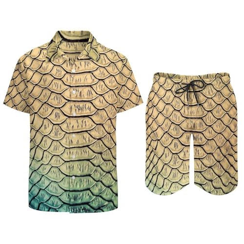 Chemise hawaïenne hommes écailles de dragon et short d'été S - 3