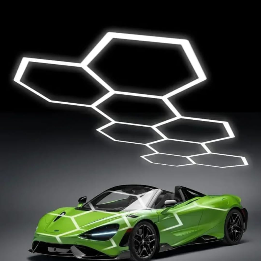ILLUMINAZIONE LED NIDO D'APE ESAGONALE GARAGE CARROZZERIA BARBER SHOP ROMBO TATOO STUDIO DETAILING GOMMISTA AUTOLAVAGGIO LUCIDATURA (4,75x2,08 M)