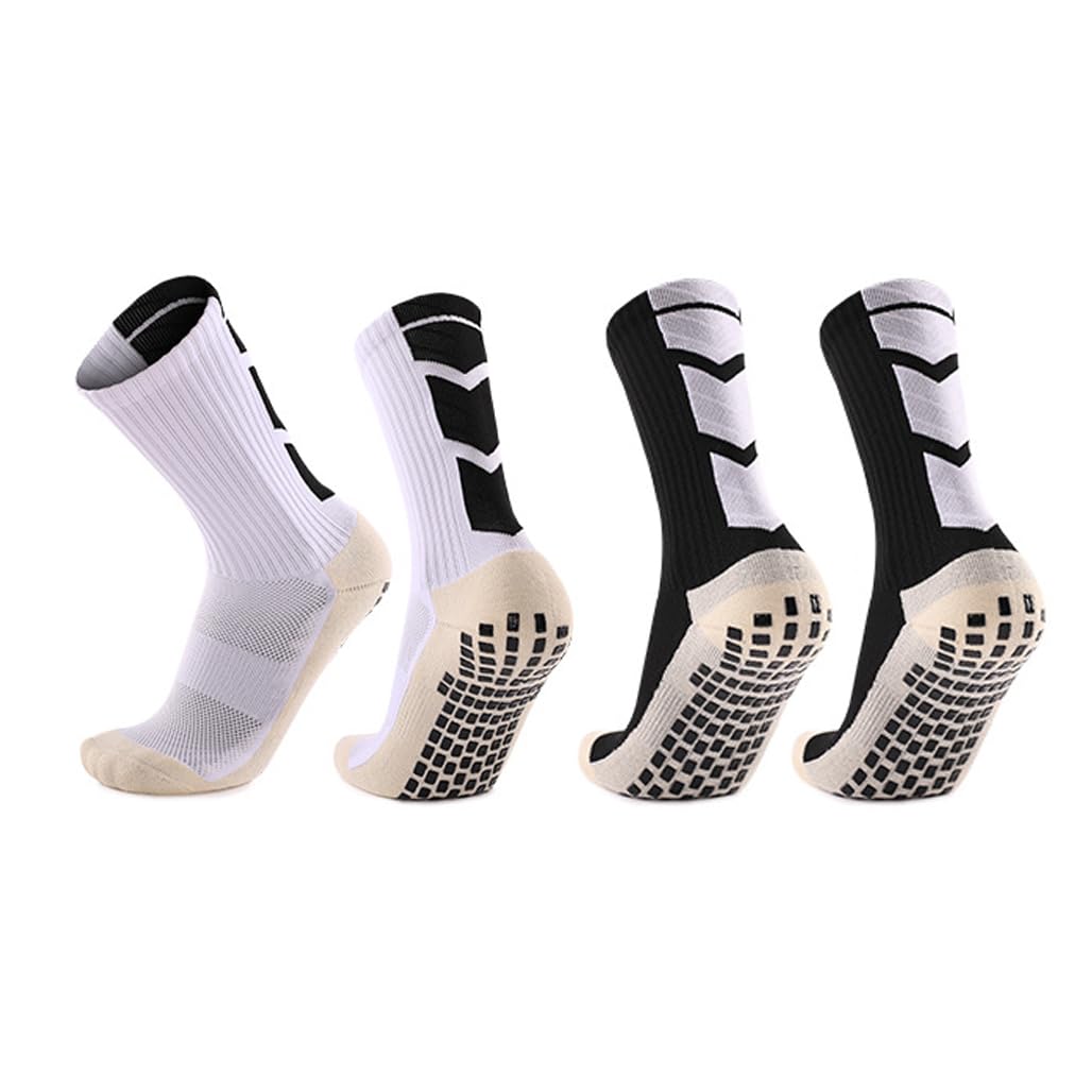 Goodern Soccer Grip Socks,2 Pair Football Socks, Athletic Sport Socks with Anti Slip Pads,Breathable Grip Socks for Soccer Running Hiking Boxing Rugby