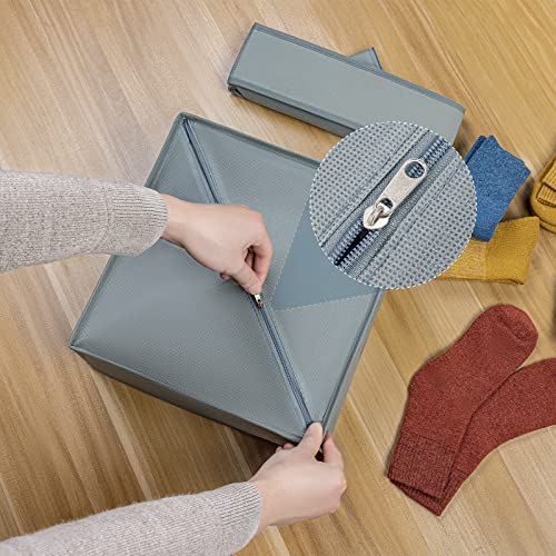 Joyoldelf Sock Drawer Organizer Divider Underwear Organizer 16-cell Fabric Dresser Drawer Organizers Storage Boxes for Socks Lingerie, Handkerchiefs, Ties (Grey)