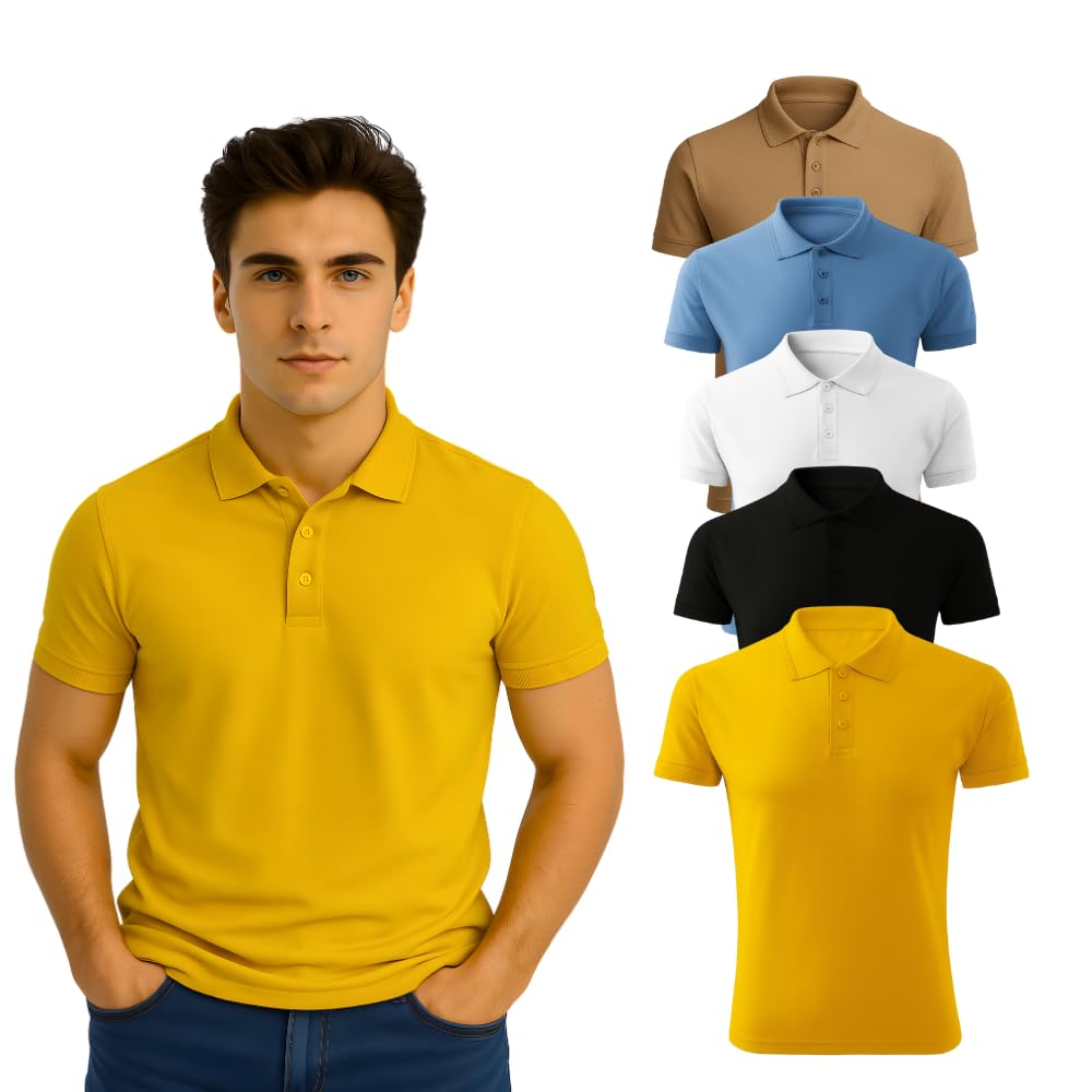 GenericBasic Honey Comb 240 GSM Unisex Regular-Fit Cotton Polo T-shirt for Adult