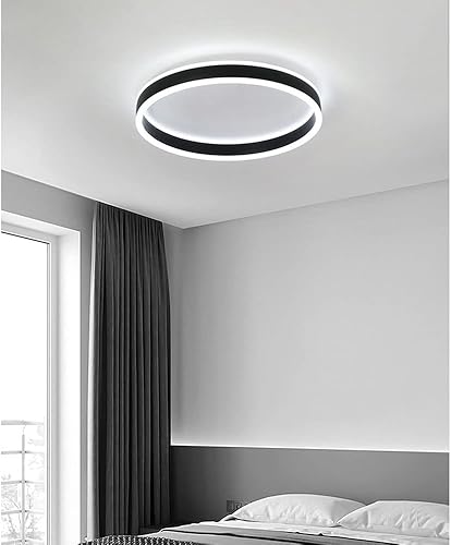 Miniatura 8 de MCWYH Lámpara de techo LED minimalista de montaje empotrado, lámpara de techo de metal y acrílico, 15.7 pulgadas, control remoto, atenuación