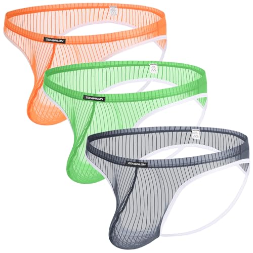 Mens Sheer Bulge Enhancing Jockstrap Briefs See Through Flex Thongs Underwear Pack S M L XL 2XL