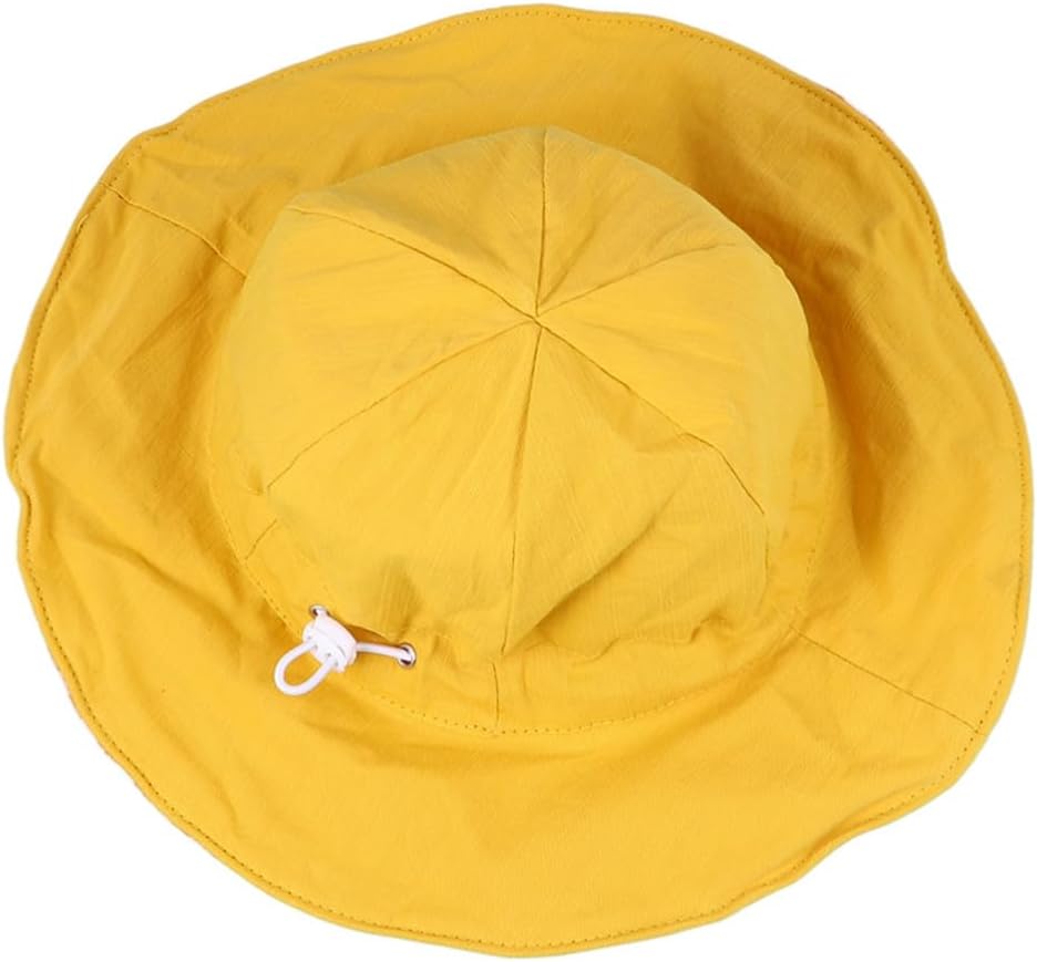 Breathable Double-Sided Cotton Fisherman Bucket Hat for Outdoor Sun Protection Cap in Bright Yellow