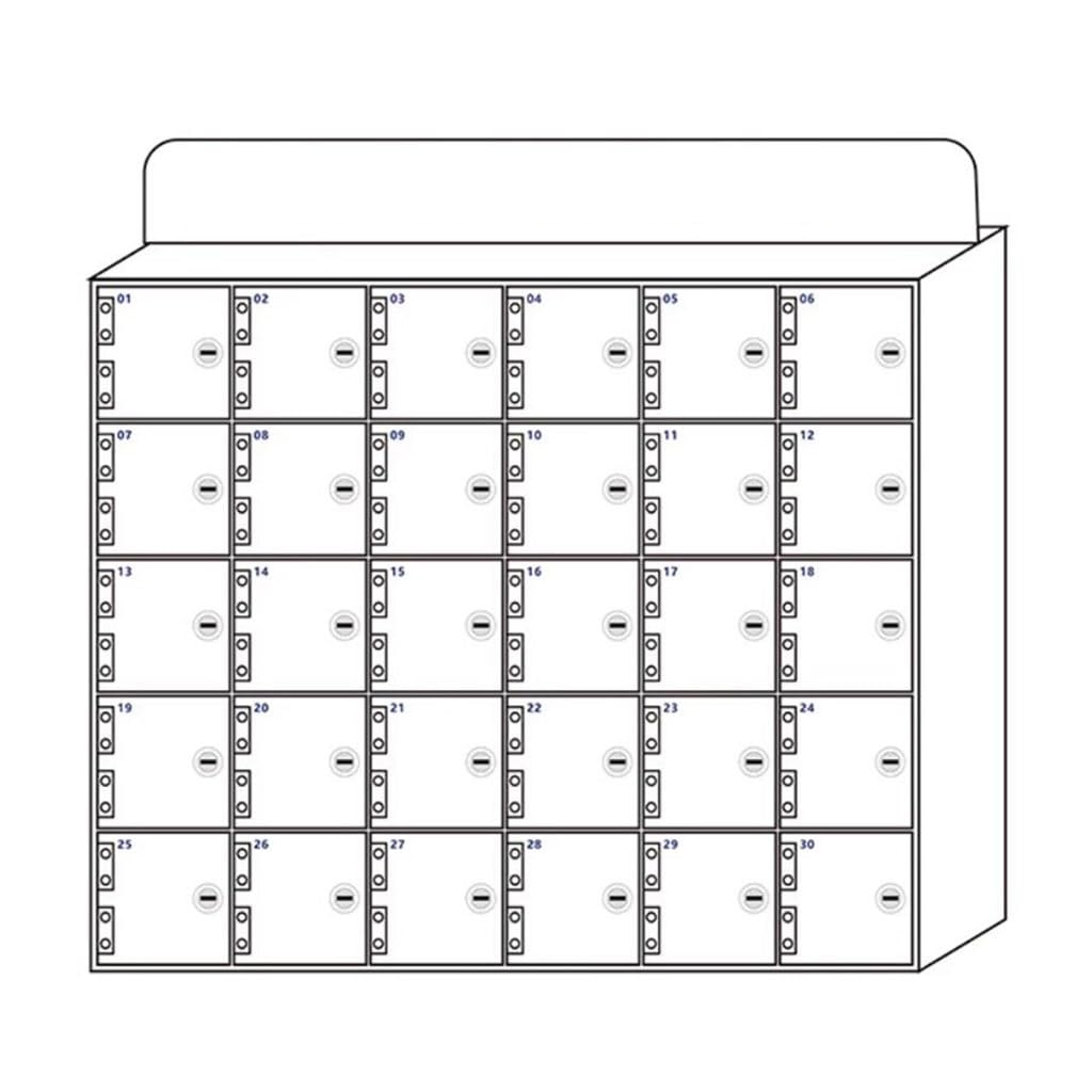 Bianco Acrilico Cellulare Locker Box con Serratura 30 Slot Chiave Serrature Porta Mobile Phone Storage Organizer