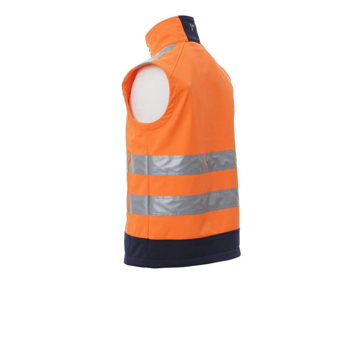 PAYPER Traffic Gilet Softshell Alta visibilità Uomo da Lavoro 100% Poliestere Chiusura Zip Bande Riflettenti Tasca al Petto Porta Badge Giallo Fluo/Blu Navy