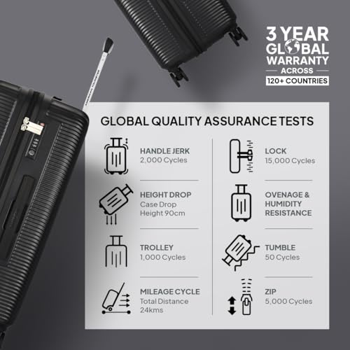 Image of American Tourister Robotech | Medium Size Check-in Trolley Bag (67 cm) | 360 8 Wheel Travel Luggage | Hard Case Polycarbonate (PC) Suitcase | Recessed TSA Lock | Black