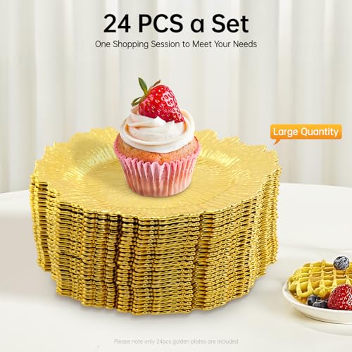Platos cargadores redondos dorados 13 pulgadas set 24 miniatura 2