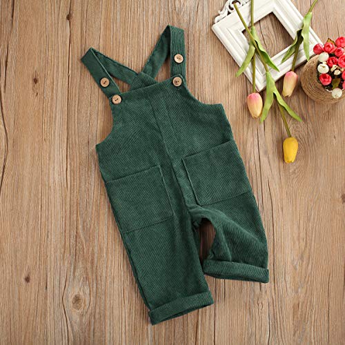 Toddler Baby Boy Girls Solid Overalls Romper Jumpsuit Suspender Bib Pants One-Piece Outift Clothes (Green Corduroy Overall, 4-5T)2